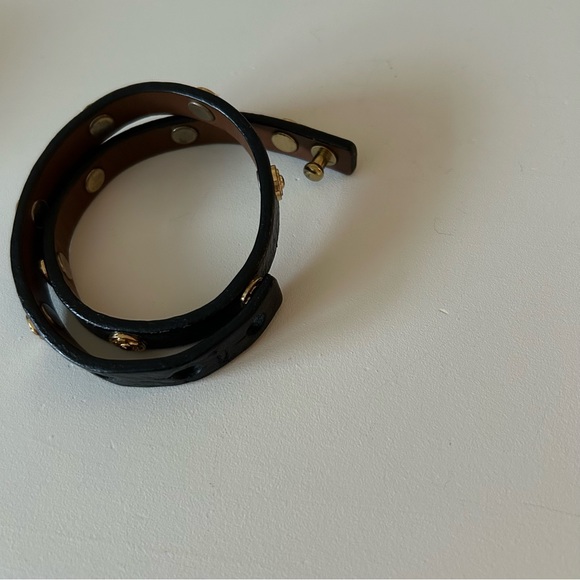 Stella and Dot Black Clover Double Wrap Leather Bracelet - Picture 5 of 6